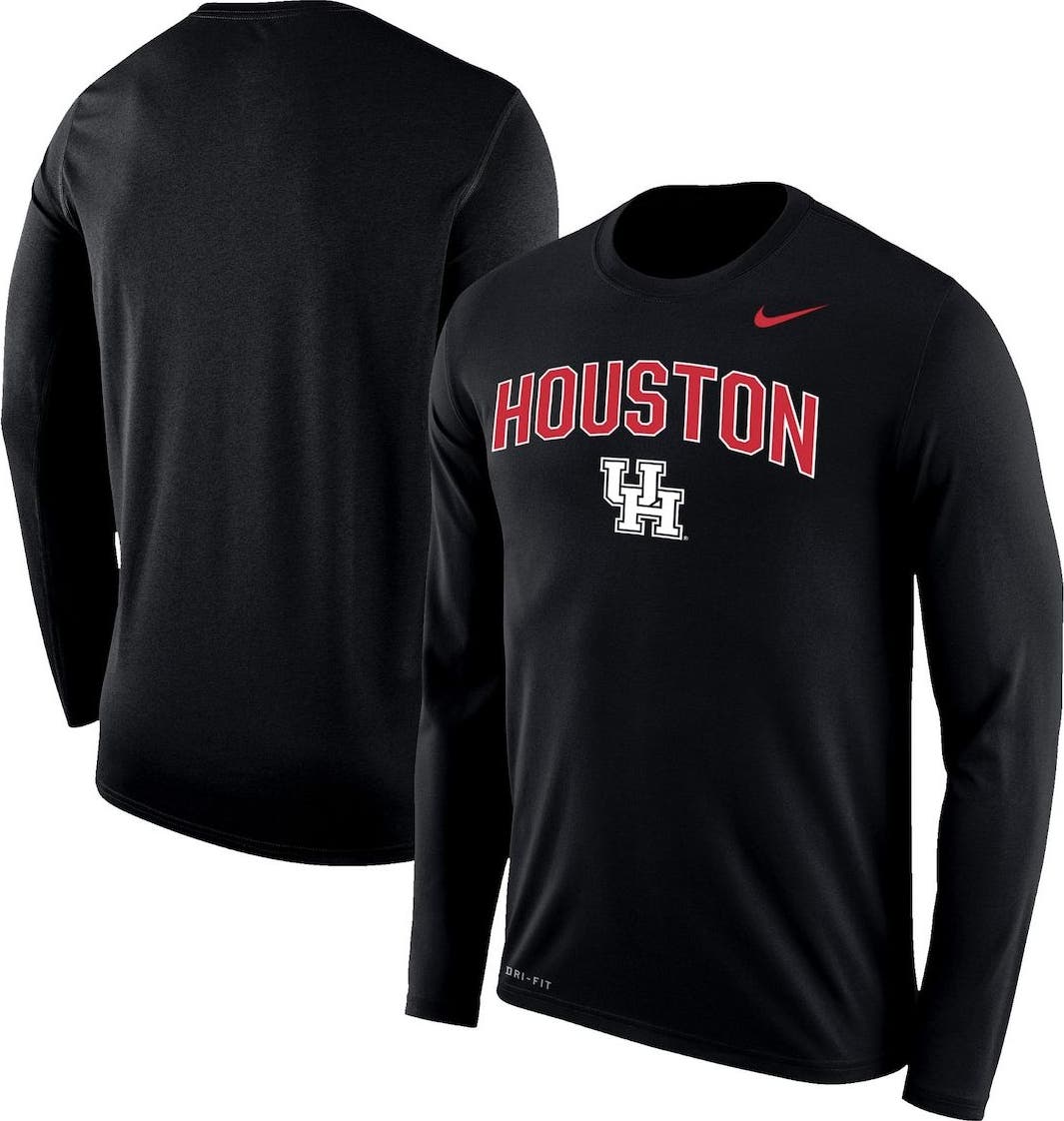 Elite Fan Houston Cougars Mens Long Sleeve Arch Tee Shirt Large Dark Heather 